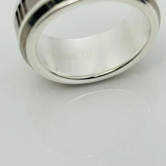 Size 13 RARE Tiffany Atlas Ring in Silver and Titanium Mens Unisex